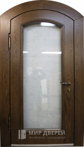 Арочная входная дверь стеклянная №65 - фото вид снаружи