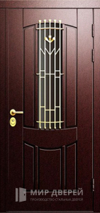 Металлическая дверь со стеклом и ковкой №15 - фото №1