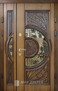 Металлическая парадная дверь со стеклом №103 - фото вид снаружи